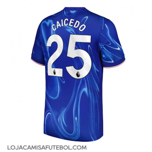 Camisa de Futebol Chelsea Moises Caicedo #25 Equipamento Principal 2024-25 Manga Curta